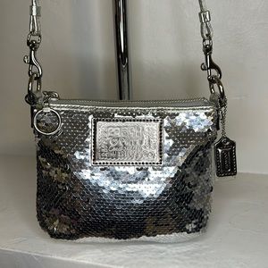 Coach Poppy sliver sequin crossbody